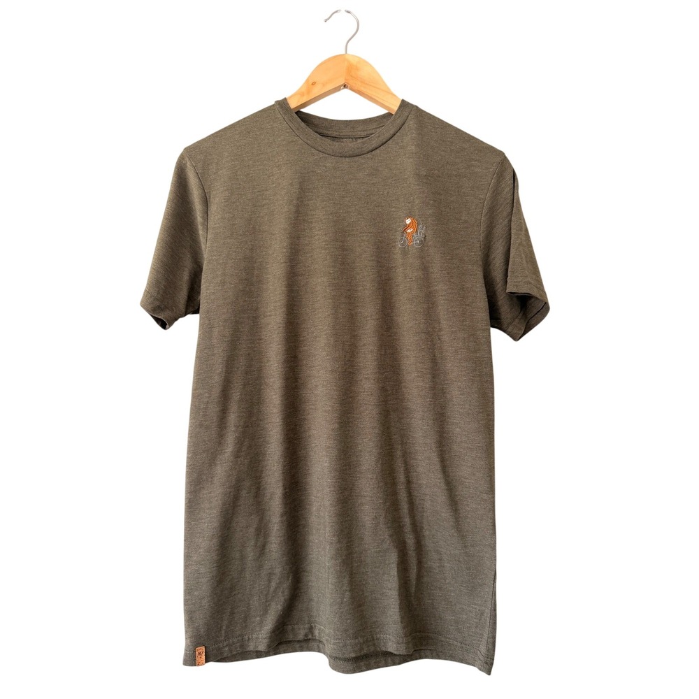 Tentree Mens Treeblend Sasquatch Bicycle Graphic T-Shirt Olive Green Heather S